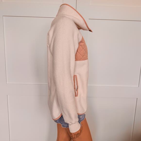 Abercrombie & Fitch Pink/White Quilted Snap Front Sherpa Fleece Pullover-Small - Picture 4 of 8